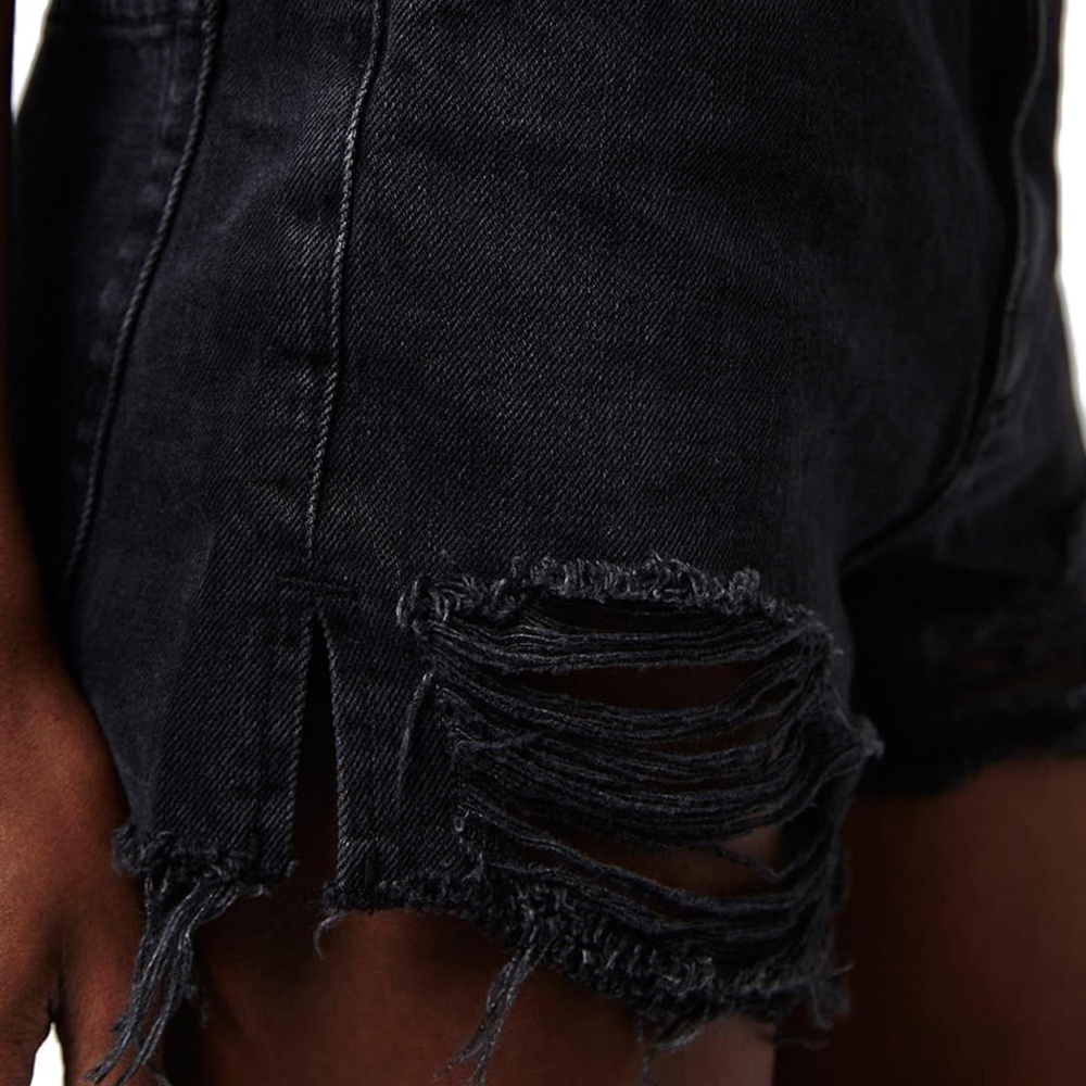 Topshop Ripped High Rise Denim Shorts - Picture 6 of 11